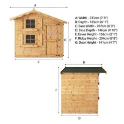 Waltons 7 X 5 Honeypot Snowdrop Apex Wooden Garden Playhouse With Loft 22 Waltons 7 X 5 Honeypot Snowdrop Apex Wooden Garden Playhouse With Loft -EcoFlora Sales Shop SI 002 001 0015 Double Story Snowdrop Playhouse Spec Drawing Spec20Drawing