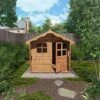 5 X 5 Waltons Honeypot Poppy Apex Wooden Playhouse -EcoFlora Sales Shop SI 002 001 0022 Poppy Playhouse Garden Scene 300dpi