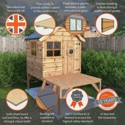 Waltons 4 X 4 Wooden Snug Garden Shed Playhouse With Tower -EcoFlora Sales Shop SI 002 002 0043 Snug Tower Playhouse Info