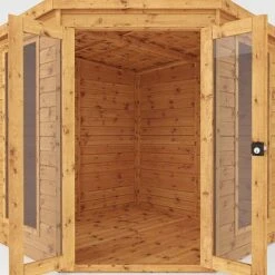 Waltons 7 X 7 Wooden Outdoor Shiplap Tongue And Groove Premier Corner Garden Summerhouse -EcoFlora Sales Shop SI 003 001 00137 7x7 Premium Corner Summerhouse Studio Detail001