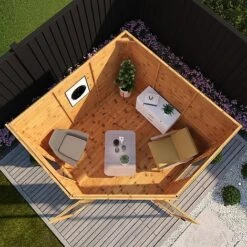 Waltons 8 X 8 Wooden Shiplap Tongue And Groove Premier Corner Summerhouse Garden Room 13 Waltons 8 X 8 Wooden Shiplap Tongue And Groove Premier Corner Summerhouse Garden Room -EcoFlora Sales Shop SI 003 001 0038 8x8 Premium Corner Summerhouse Aerial W1b