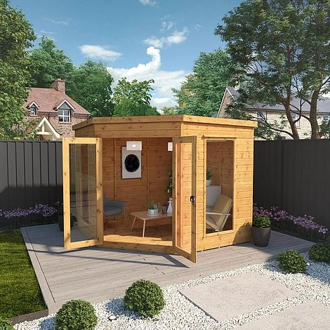 Waltons 8 X 8 Wooden Shiplap Tongue And Groove Premier Corner Summerhouse Garden Room 4 Waltons 8 X 8 Wooden Shiplap Tongue And Groove Premier Corner Summerhouse Garden Room - Image 2