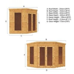 Waltons 8 X 8 Wooden Shiplap Tongue And Groove Premier Corner Summerhouse Garden Room 19 Waltons 8 X 8 Wooden Shiplap Tongue And Groove Premier Corner Summerhouse Garden Room -EcoFlora Sales Shop SI 003 001 0038 Spec Render