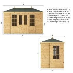 Waltons 12' X 6' Hip Roof Summerhouse -EcoFlora Sales Shop SI 003 001 0083 12x620Clover Summerhouse Spec 20Drawing