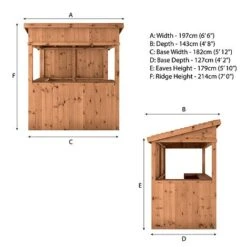 Waltons 6' X 4' Premium Pressure Treated Garden Bar - 2 Styles Available 16 Waltons 6' X 4' Premium Pressure Treated Garden Bar - 2 Styles Available -EcoFlora Sales Shop SI 003 001 0092 Pressure Treated Pent 4x6 Bar Spec Drawing1