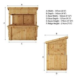 Waltons 9' X 4' Premium Pressure Treated Garden Bar - 2 Styles Available -EcoFlora Sales Shop SI 003 001 0094 Pressure Treated Pent 4x6 Bar With Shutters Spec Drawing1