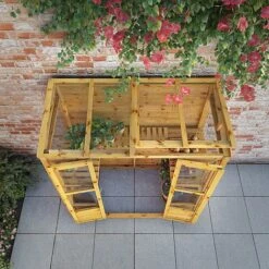 Waltons 6 X 3 Traditional Wooden Tall Wall Victorian Mini Greenhouse Potting Shed -EcoFlora Sales Shop SI 004 001 0023 6x3 Traditional Tall Wall Greenhouse W3 Aerial