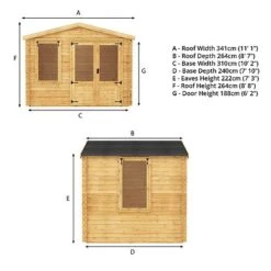 Waltons 2.6m X 3.3m 19mm Log Cabin -EcoFlora Sales Shop SI 006 001 0021 2.6mx3.3m Log Cabin 19mm Spec Plan 2