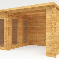 Waltons 6m X 3m Studio Pent With Outdoor Area - 28mm - Double Glazed -EcoFlora Sales Shop SI 006 002 0061 Log Cabin with Patio Area Studio Detail001