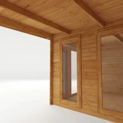 Waltons 6m X 3m Studio Pent With Outdoor Area - 28mm - Double Glazed -EcoFlora Sales Shop SI 006 002 0061 Log Cabin with Patio Area Studio Detail004