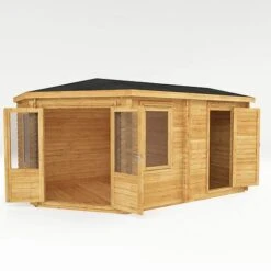 5m X 3m Corner Lodge Plus - 28mm Double Glazed (Side Shed) -EcoFlora Sales Shop SI 006 004 0082 5mx3m Corner Lodge Plus 44mm Double Glazed Studio LH DO
