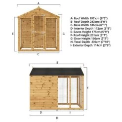 Waltons 8' X 6' Dog Kennel And Run -EcoFlora Sales Shop SI 010 001 0005 8x6 Dog Run Extension and Floor Pack Spec Render