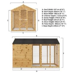 Waltons 10' X 6' Dog Kennel And Run -EcoFlora Sales Shop SI 010 001 0006 10x6 Dog Run Extension and Spec Render 2