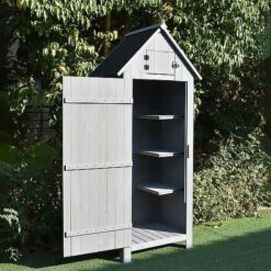 Wooden Sentry Post Storage Shed Grey -EcoFlora Sales Shop Sentry 4