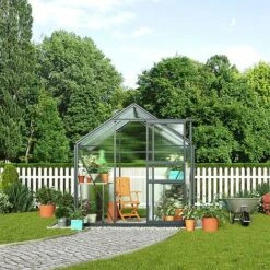 Garden Grow Traditional Greenhouse 6.2 X 4.3 X 6.6ft 30 Garden Grow Traditional Greenhouse 6.2 X 4.3 X 6.6ft -EcoFlora Sales Shop T2 4666 Greenhouses Grey 03