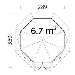 Veronica 4 6.7m2 Summerhouse 2.9m Diameter -EcoFlora Sales Shop Veronica206.720plan
