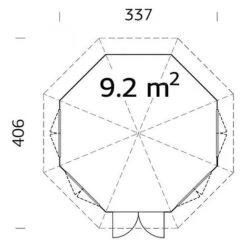 Veronica 4 9.2m2 Summerhouse 3.4m Diameter -EcoFlora Sales Shop Veronica209.220plan