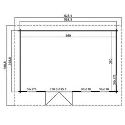 Barbados 6 Log Cabin 3.59m X 5.69m -EcoFlora Sales Shop barbados20620plan