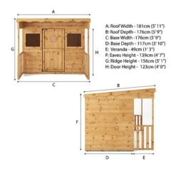 Waltons 6 X 5 Sheriff Pent Wooden Garden Playhouse -EcoFlora Sales Shop dahlia playhouse spec drawing SI 002 001 0072
