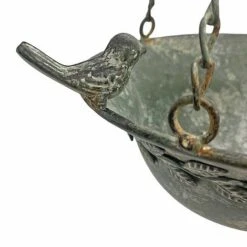Hanging Garden Bird Bath / Feeder Aged Vintage Look Metal Bird Bath Decoration -EcoFlora Sales Shop s l16002036